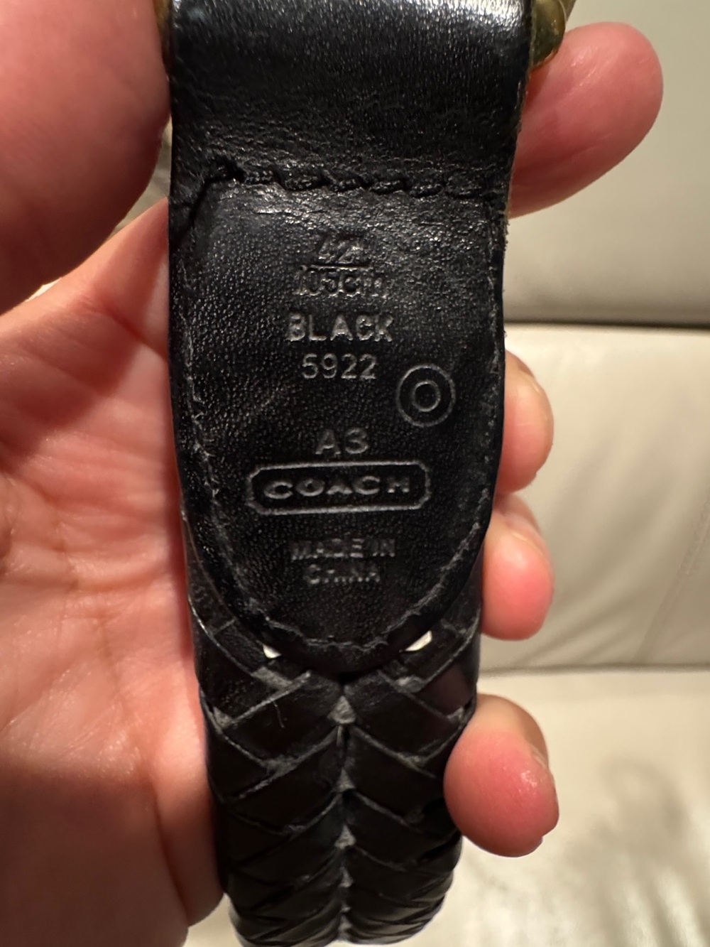 Coach Black Braided Leather Men’s Belt Strap